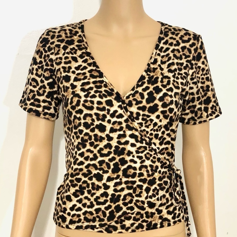 Ragdoll Leopard print Short sleeve Stretch Top Blouse Size S